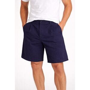Brandini Men's Navy Chino Shorts Pleated Front Casual Golf Dress Size 38